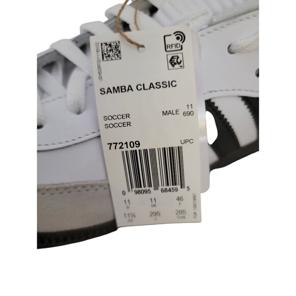 Adidas Samba Classic Mens Soccer Shoes Size 11.5 White & Black Leather - Picture 10 of 11